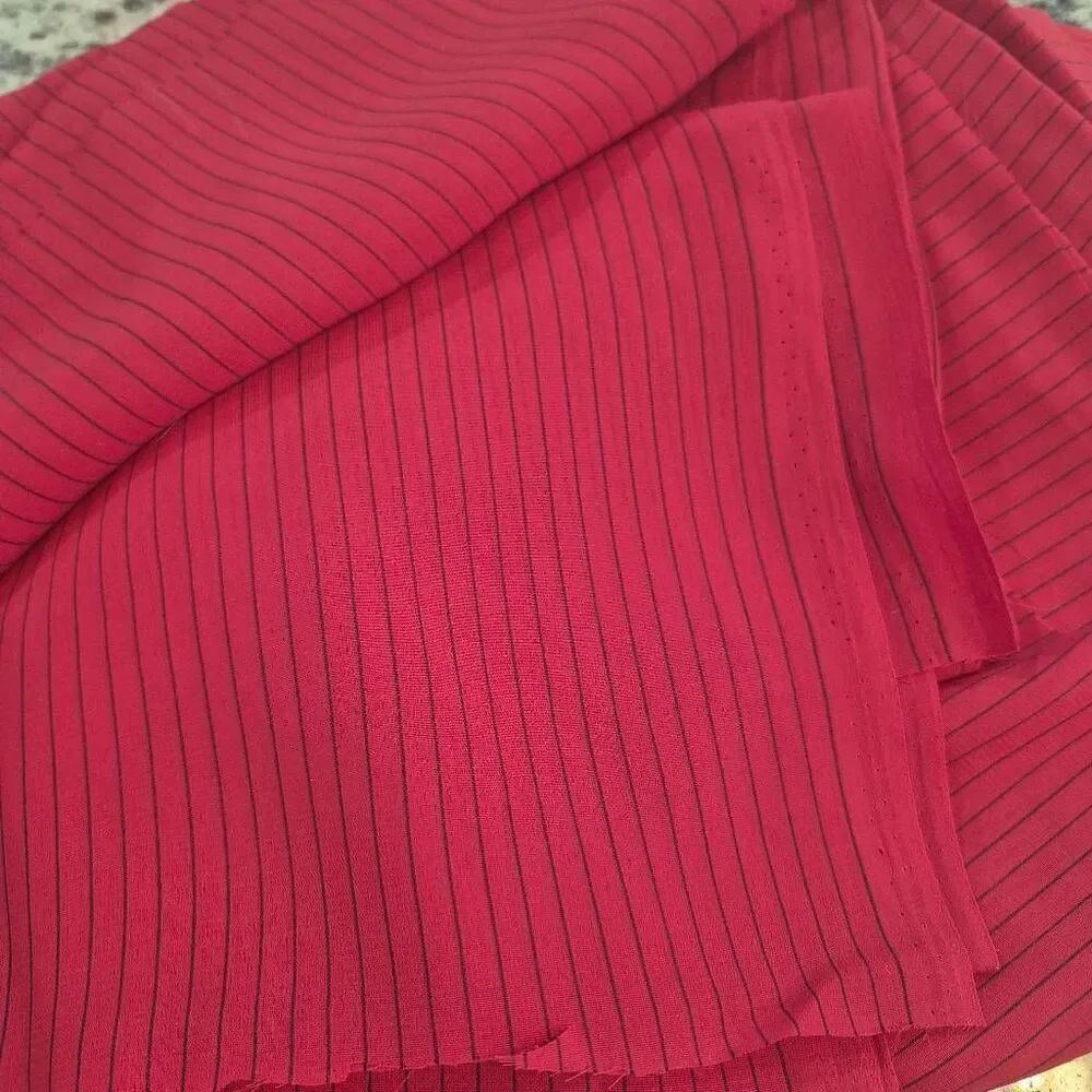 Fabric, Red & Black Striped Polyester Georgette, 45" x 2 yds